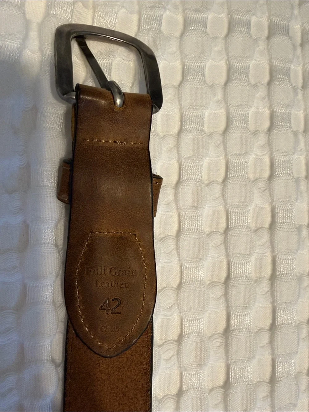 Men's Brown Leather Fish-Embroidered Belt Zep-pro 42